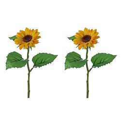 Foto van 10x stuks gele kunst zonnebloemen kunstbloemen 35 cm decoratie - kunstbloemen