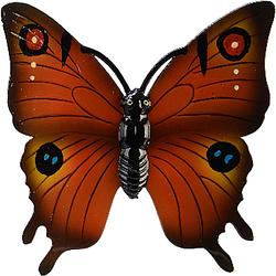 Foto van Tuin/schutting decoratie vlinder - kunststof - oranje - 24 x 24 cm - tuinbeelden