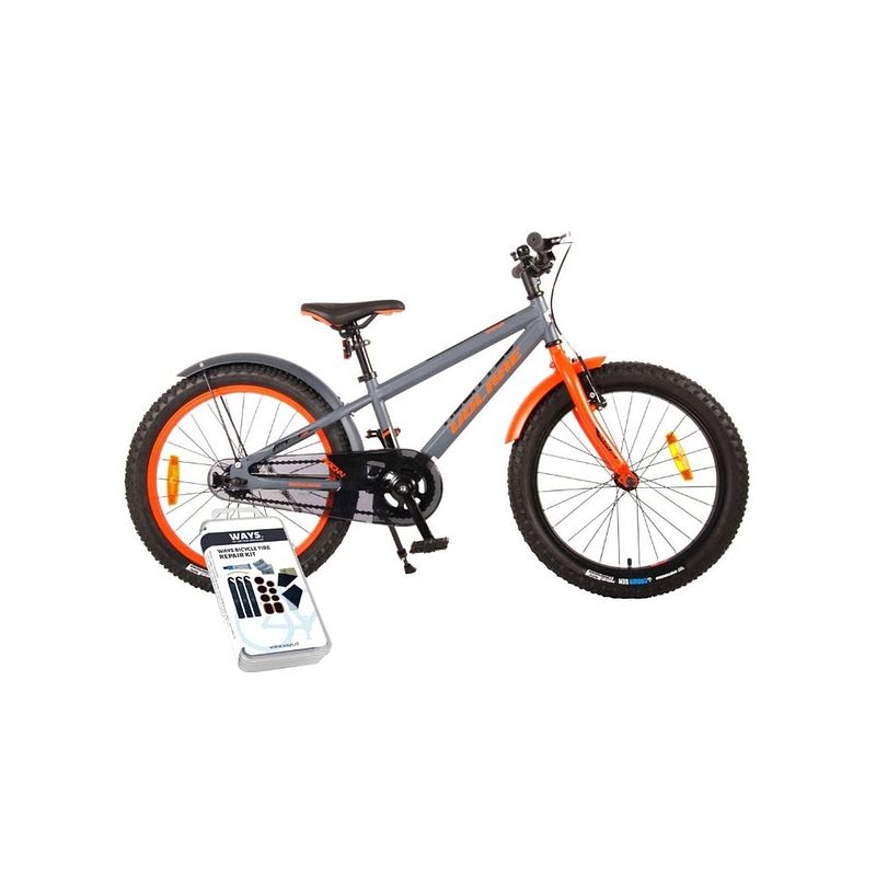 Foto van Volare kinderfiets rocky - 20 inch - grijs/oranje - inclusief ways bandenplakset