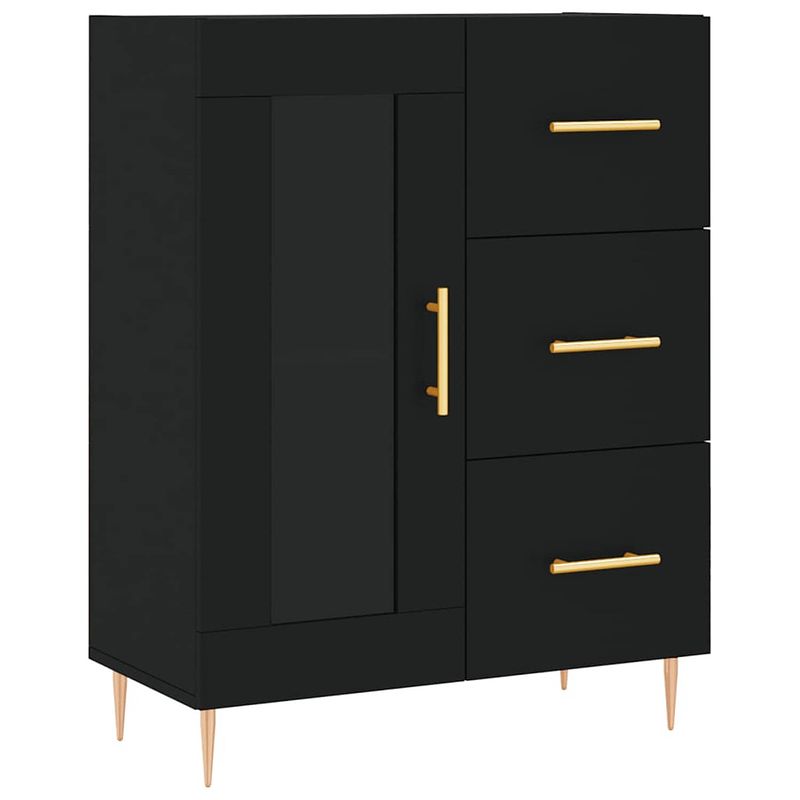 Foto van Vidaxl dressoir 69,5x34x90 cm bewerkt hout zwart