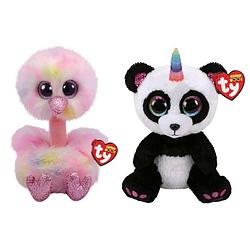 Foto van Ty - knuffel - beanie buddy - avery ostrich & paris panda