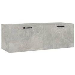 Foto van The living store wandkast bewerkt hout - 100x36.5x35 cm - betongrijs