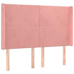 Foto van The living store hoofdbord - hoofdeind en rand - 147x16x118/128 cm - roze fluweel