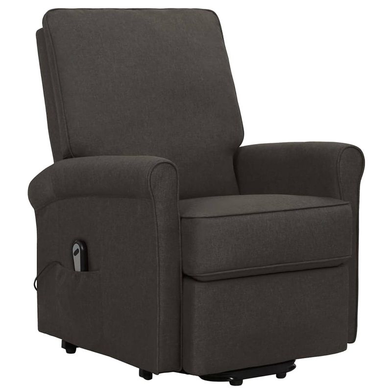 Foto van The living store sta-op-stoel - relaxfauteuil - elektronisch verstelbaar - taupe stof - 70.5 x 89 x 102.5 cm