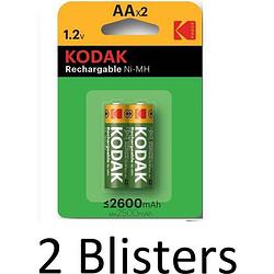 Foto van 4 stuks (2 blisters a 2 st) kodak aa oplaadbare batterijen - 2600mah