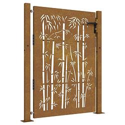 Foto van Infiori poort 105x155 cm bamboe-ontwerp cortenstaal