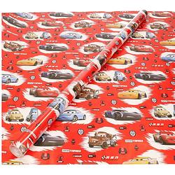 Foto van 3x rollen inpakpapier/cadeaupapier disney cars rood 200 x 70 cm - cadeaupapier