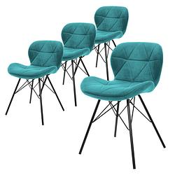 Foto van Ml-design set van 4 eetkamerstoelen met rugleuning, turquoise, keukenstoel met fluwelen bekleding, gestoffeerde stoel