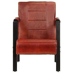 Foto van The living store fauteuil vintage - echt geitenleer - 60x80x87 cm - donkerbruin