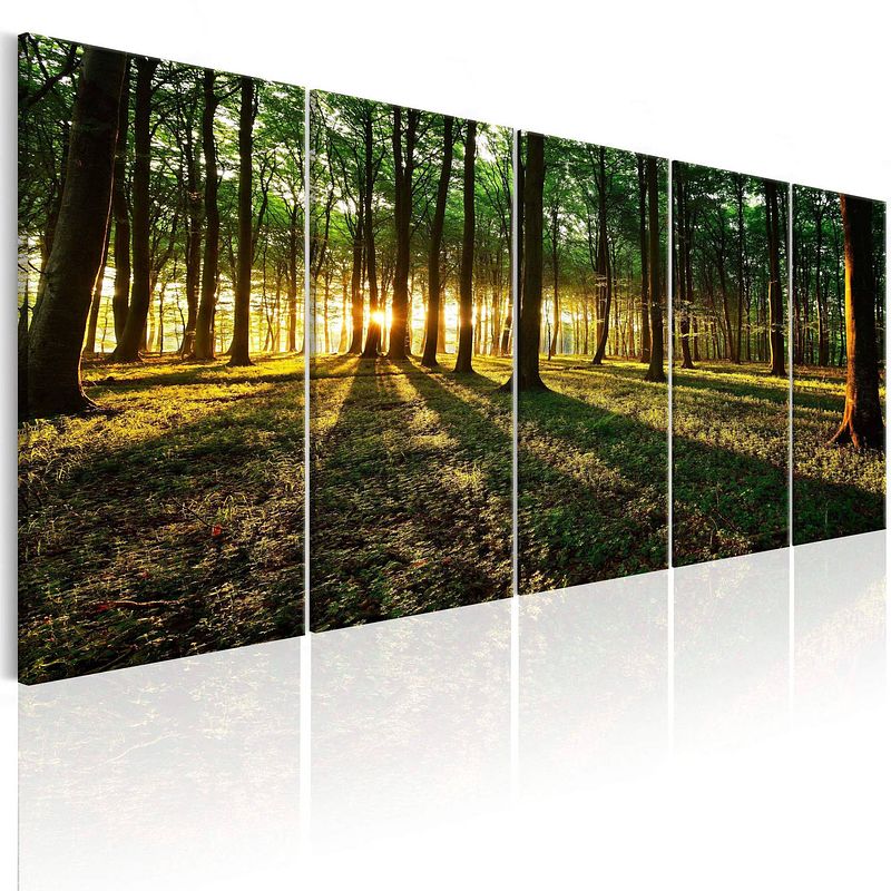 Foto van Artgeist shade of trees i canvas schilderij 5-luik 200x80cm