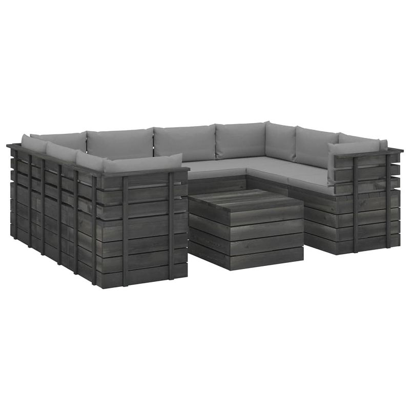 Foto van Vidaxl 9-delige loungeset met kussens pallet massief grenenhout