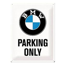 Foto van Bmw parking only bord wit 30 x 40 cm - feestdecoratieborden