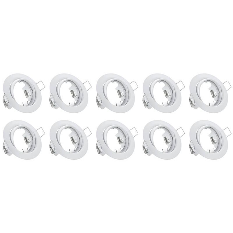 Foto van Spot armatuur 10 pack - trion - gu10 fitting - inbouw rond - mat wit aluminium - kantelbaar ø83mm