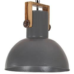 Foto van Vidaxl hanglamp industrieel rond 25 w e27 42 cm mangohout grijs