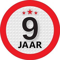 Foto van 10x 9 jaar leeftijd stickers rond 9 cm verjaardag versiering - feeststickers