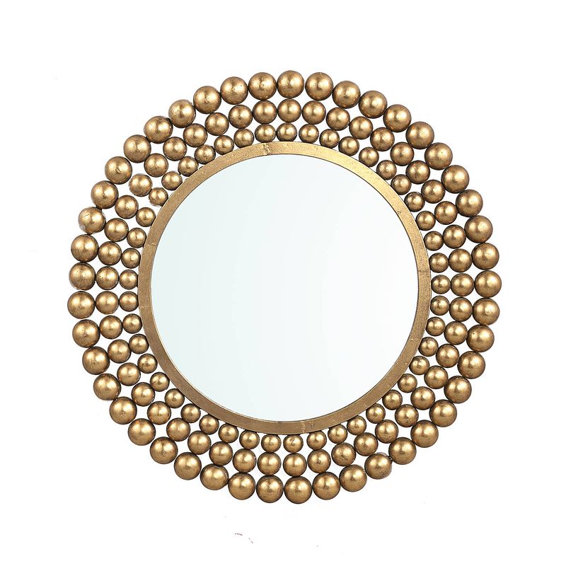 Foto van Ptmd zenno gold metal wall mirror dotted border round