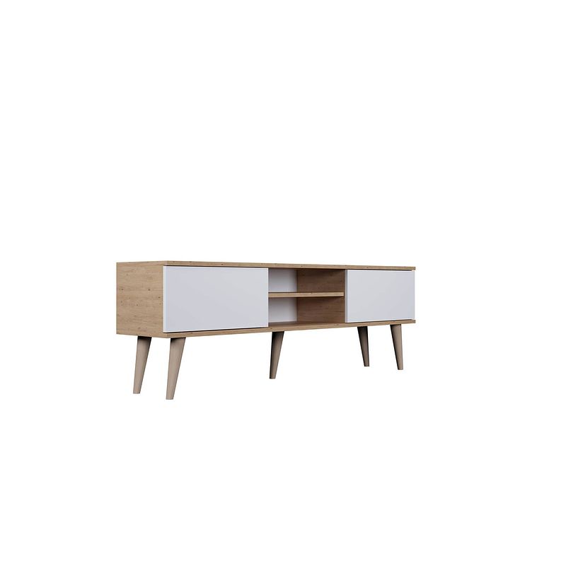 Foto van Kocot toronto - tv meubel 160x35*55cm - eiken ambachtelijk & wit