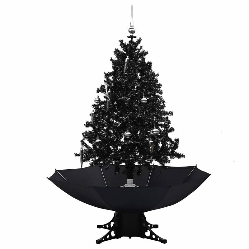 Foto van Vidaxl kerstboom sneeuwend met paraplubasis 140 cm pvc zwart