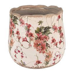 Foto van Clayre & eef bloempot ø 18x16 cm roze beige keramiek bloemen bloempot binnen plantenpot plant pot roze bloempot binnen