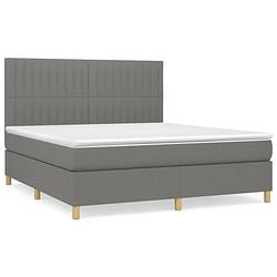 Foto van The living store boxspringbed - donkergrijs - 203 x 180 x 118/128 cm - met verstelbaar hoofdbord - pocketvering matras