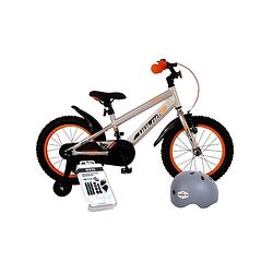 Foto van Volare kinderfiets rocky - 18 inch - grijs - met fietshelm en accessoires