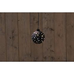 Foto van Anna'ss collection - glas bal zwart met sterren 10cm /led warm white 2xaaa