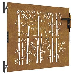 Foto van Infiori poort 85x100 cm bamboe-ontwerp cortenstaal