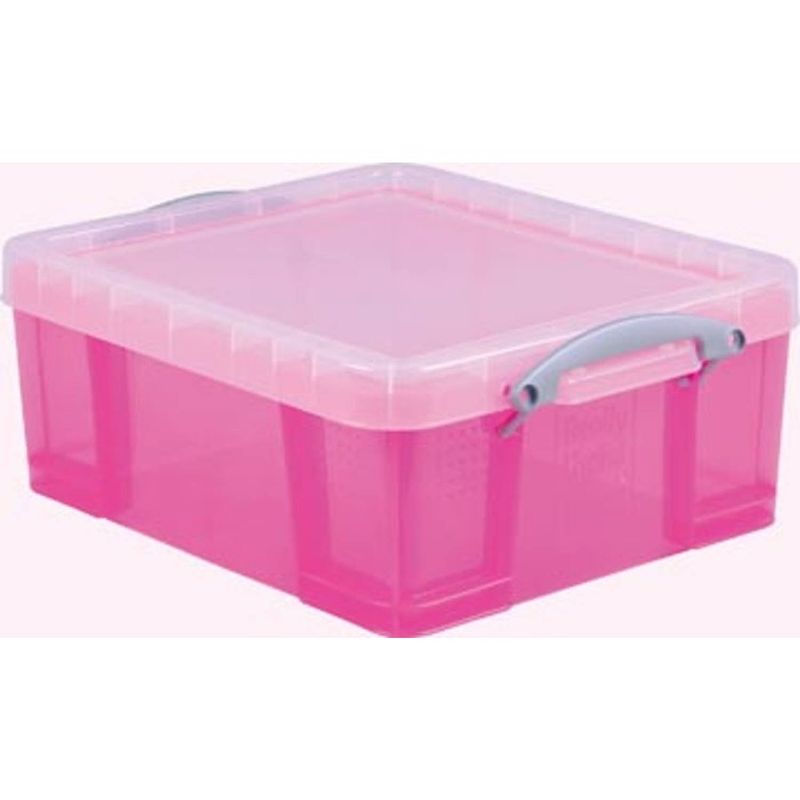 Foto van Really useful box 18 liter, transparant roze