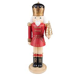 Foto van Haes deco - kerst notenkraker kleur rood, 13x11x38 cm, kerstfiguur - kerstdecoratie