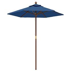 Foto van Vidaxl parasol met houten paal 196x231 cm azuurblauw