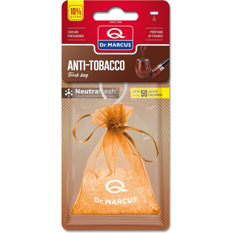 Foto van Dr. marcus anti-tobacco fresh bag luchtverfrisser met neutrafresh technologie 20 gram