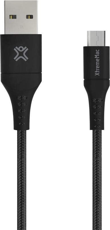 Foto van Xtrememac usb a naar micro usb kabel 2m nylon zwart