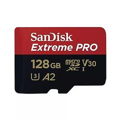 Foto van Sandisk microsdxc extreme pro 128gb 200/90 mb/s - a2 - v30 - sda - rescue pro dl 2y micro sd-kaart zwart