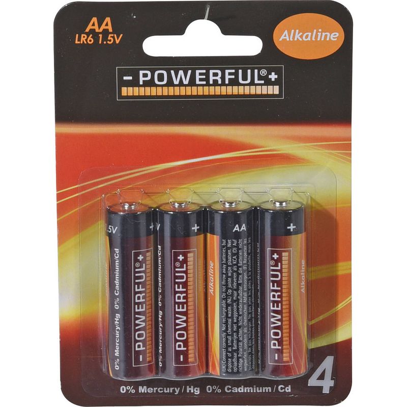 Foto van Powerful batterijen penlite - aa type - 4x stuks - alkaline - penlites aa batterijen