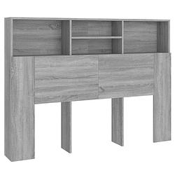 Foto van The living store hoofdbordkast - modern ontwerp - wandmontage - 140 x 19 x 103.5 cm - grijs sonoma eiken