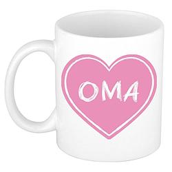 Foto van Bellatio decorations liefste oma verjaardag cadeau mok - roze hartje - 300 ml - opa/oma dag - feest mokken