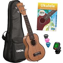 Foto van Cascha hh 2027 premium mahogany sopraan ukelele set (4-talig)