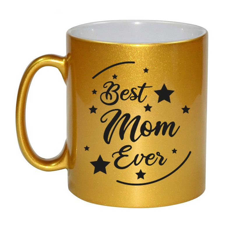 Foto van Gouden best mom ever cadeau koffiemok / theebeker 330 ml - feest mokken