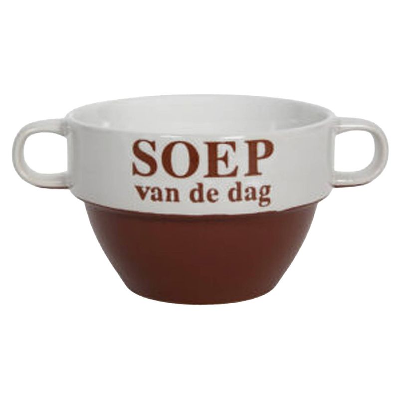 Foto van Soepkommen - soep van de dag - keramiek - d12 x h8 cm - bordeaux rood - stapelbaar - kommetjes