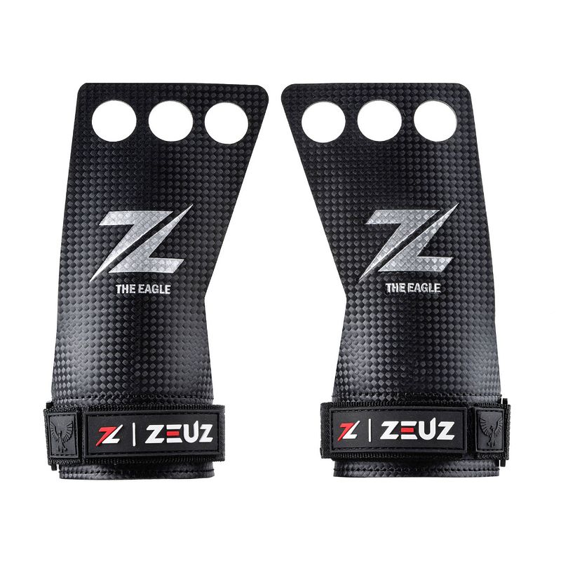 Foto van Zeuz® fitness & crossfit grips - sport handschoenen - turnen - gymnastics - zwart - carbon - maat s