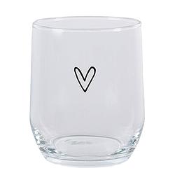 Foto van Clayre & eef waterglas hart 300 ml transparant glas drinkbeker transparant drinkbeker