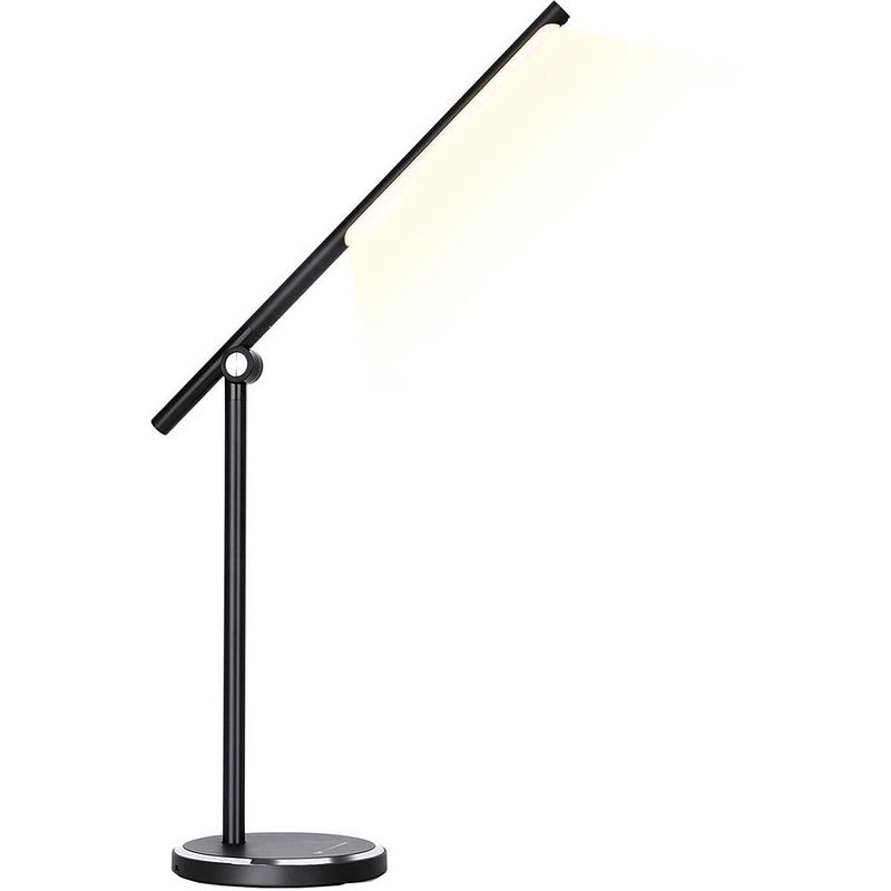 Foto van Led bureaulamp - aigi libo - 8w - usb oplaadfunctie - aanpasbare kleur - dimbaar - rechthoek - mat zwart - aluminium