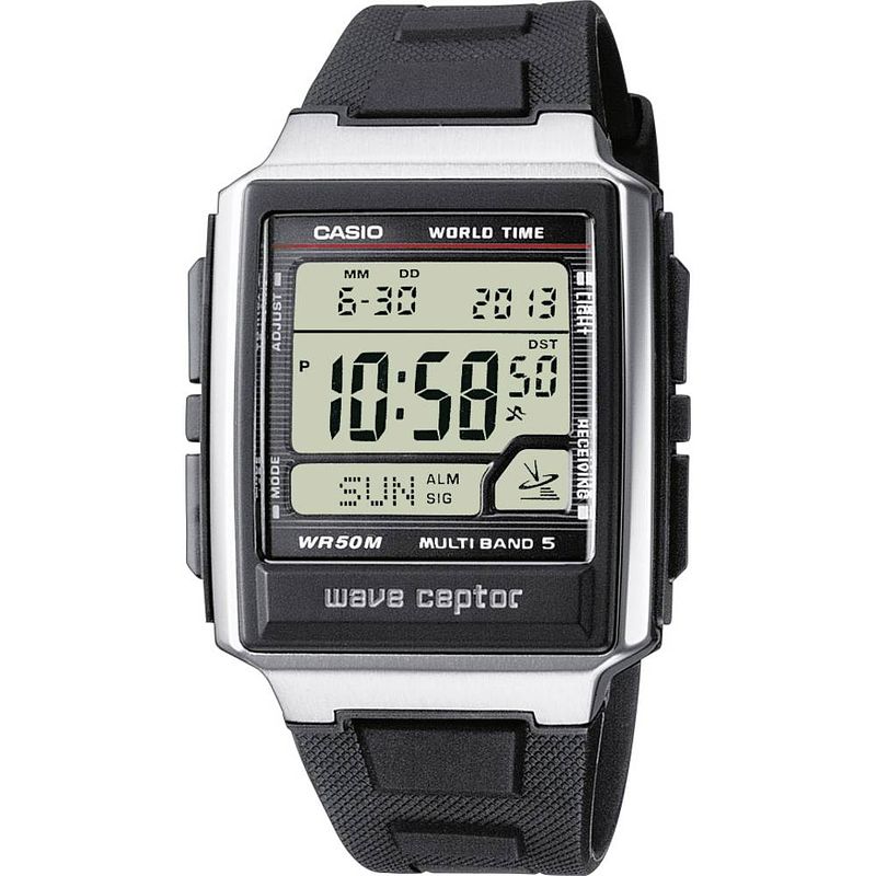 Foto van Casio zendergestuurd horloge wv-59e-1aveg (l x b x h) 48.3 x 39 x 12.5 mm zilver materiaal (behuizing): rvs, hars materiaal (armband): hars