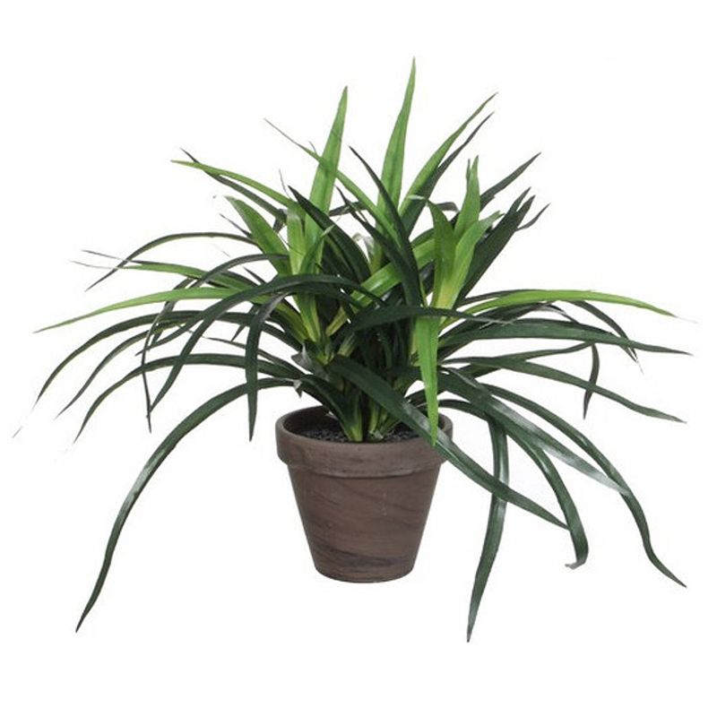 Foto van Groene dracaena kunstplant 34 cm in bruine plastic pot - kunstplanten/nepplanten