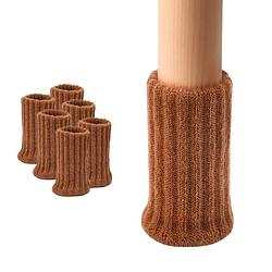 Foto van Flooq - stoelpoot doppen - met anti-kras vilt - 25-50mm - vloerbescherming - stoelpoot sokken - 24 stuks - bruin - rond
