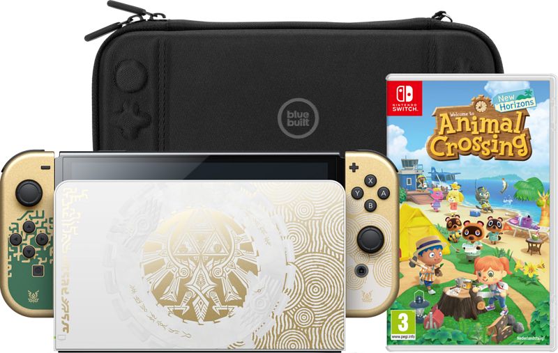 Foto van Nintendo switch oled zelda edition + animal crossing new horizons + bluebuilt beschermhoes