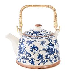 Foto van Haes deco - chinese theepot - porselein - chinese bloemen - theepot 700 ml - traditioneel theeservies, theekan