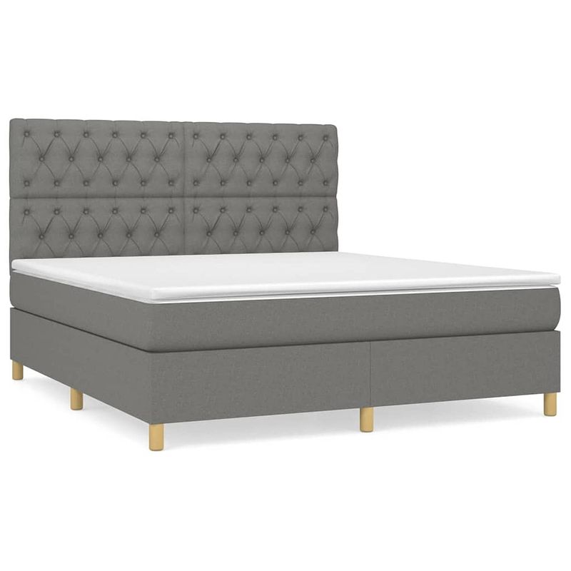 Foto van The living store boxspringbed - - bed - 203x160x118/128 cm - pocketvering matras - middelharde ondersteuning -