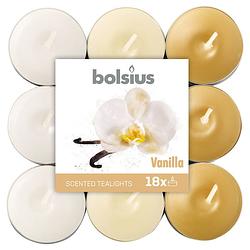 Foto van Bolsius geurkaarsen theelicht vanilla bruin/wit 18 stuks