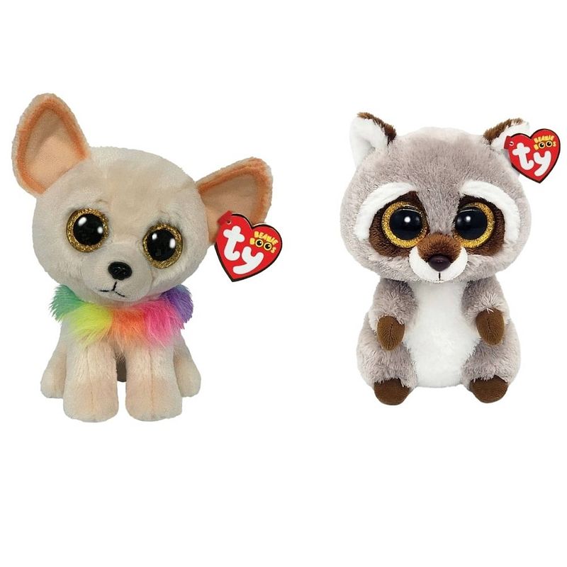 Foto van Ty - knuffel - beanie boo's - chewey chihuahua & racoon